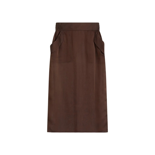 Saint Laurent Midi-Röcke Brown Silk Midi Skirt Brown