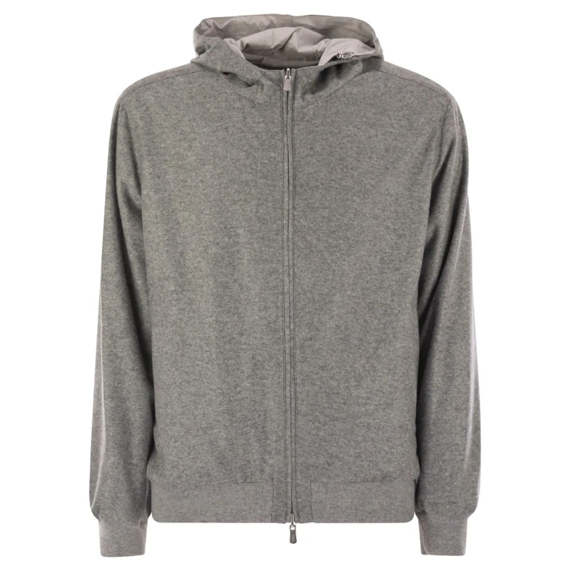 Fedeli Bomberjacke Reversible Bomber Jacket With Hood In Cashmere Fla Grey