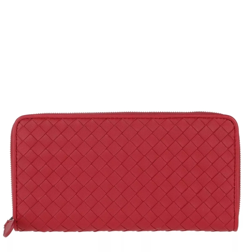 Bottega Veneta Intrecciato Zip Around Wallet Nappa Leather China Red Continental Wallet-plånbok