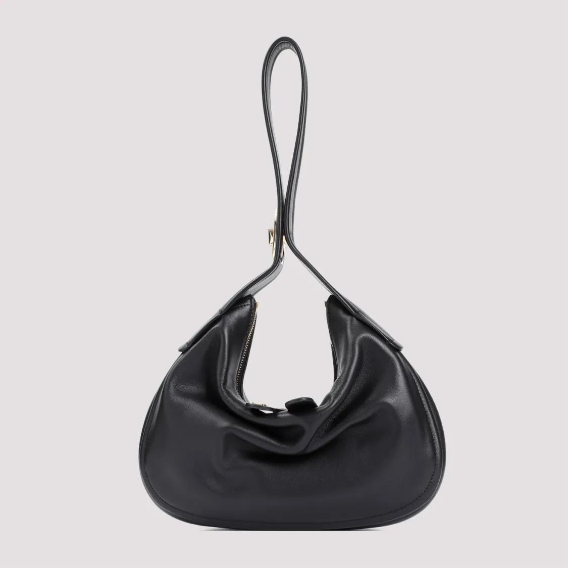 Valentino Shoppers Black Leather Go-Hobo Small Leather Bag in zwart