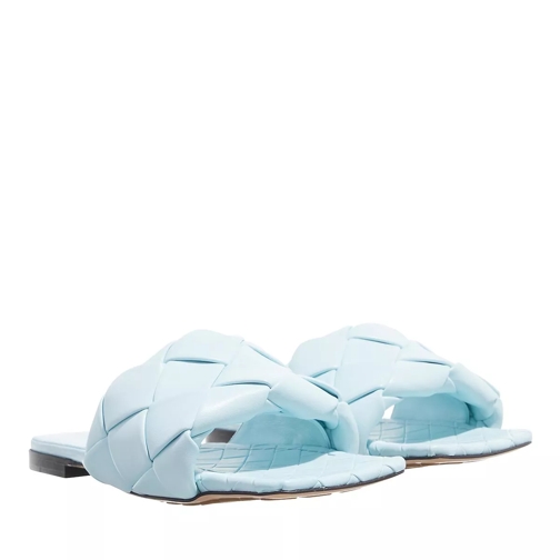 Bottega Veneta Lido Intrecciato Flat Sandals Pale Blue Slip-in skor