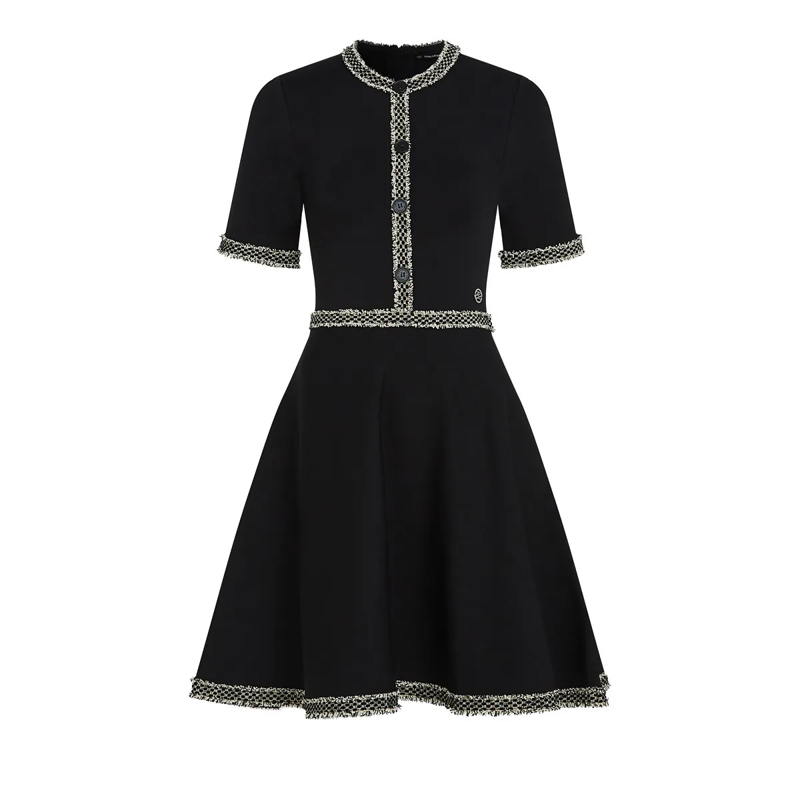 Karl Lagerfeld Kleid Strickkleid mit Bouclé-Details schwarz