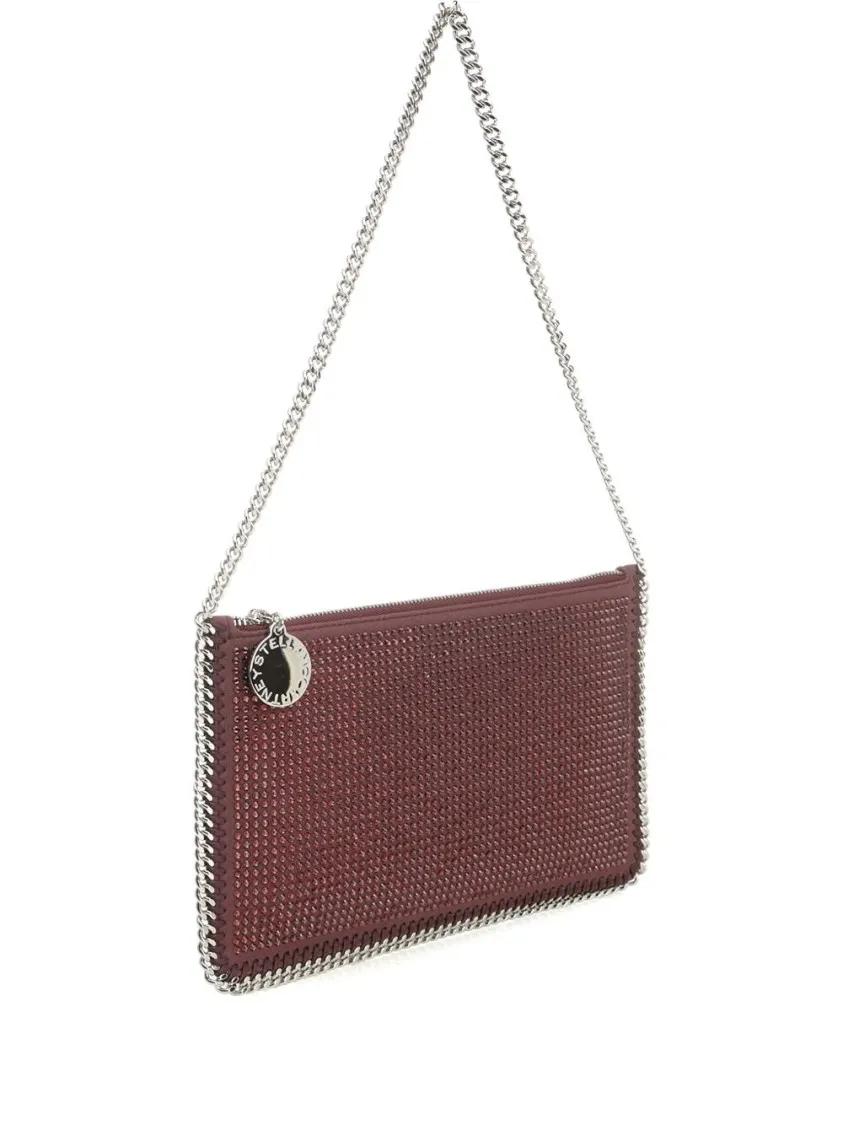 Stella Mccartney Hobo bags Burgundy Crystal-Embellished Shoulder Bag With Cha in rood