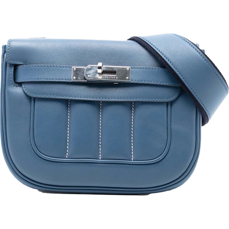 Hermès Schultertasche Swift Berline 28 blau
