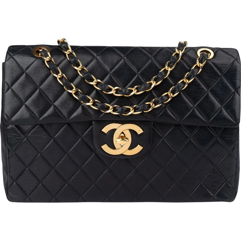 Chanel Tote Chanel Quilted Lambskin 24K Gold Maxi Single Flap  schwarz