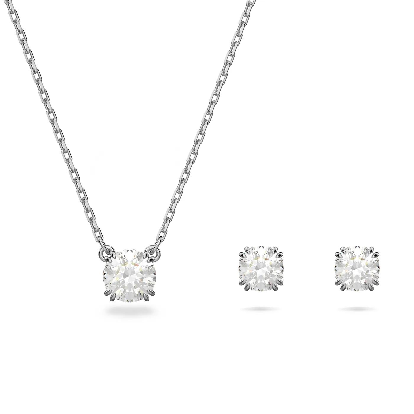 Thumbnail - Swarovski Halskette - Constella set, Round cut, Rhodium plated - Gr. unisize - in Weiß - für Damen