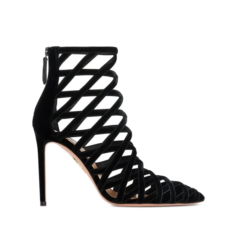 Aquazzura Stiefel Interwoven Velvet Ankle Boots Black