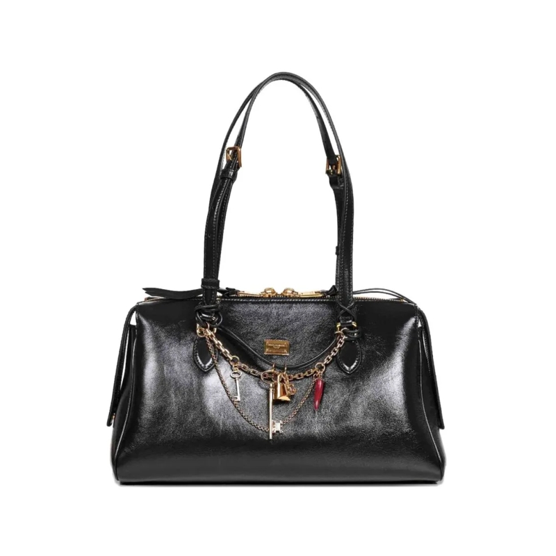 Dolce&Gabbana Schultertasche Rectangular Black Calf Leather Handbag Black