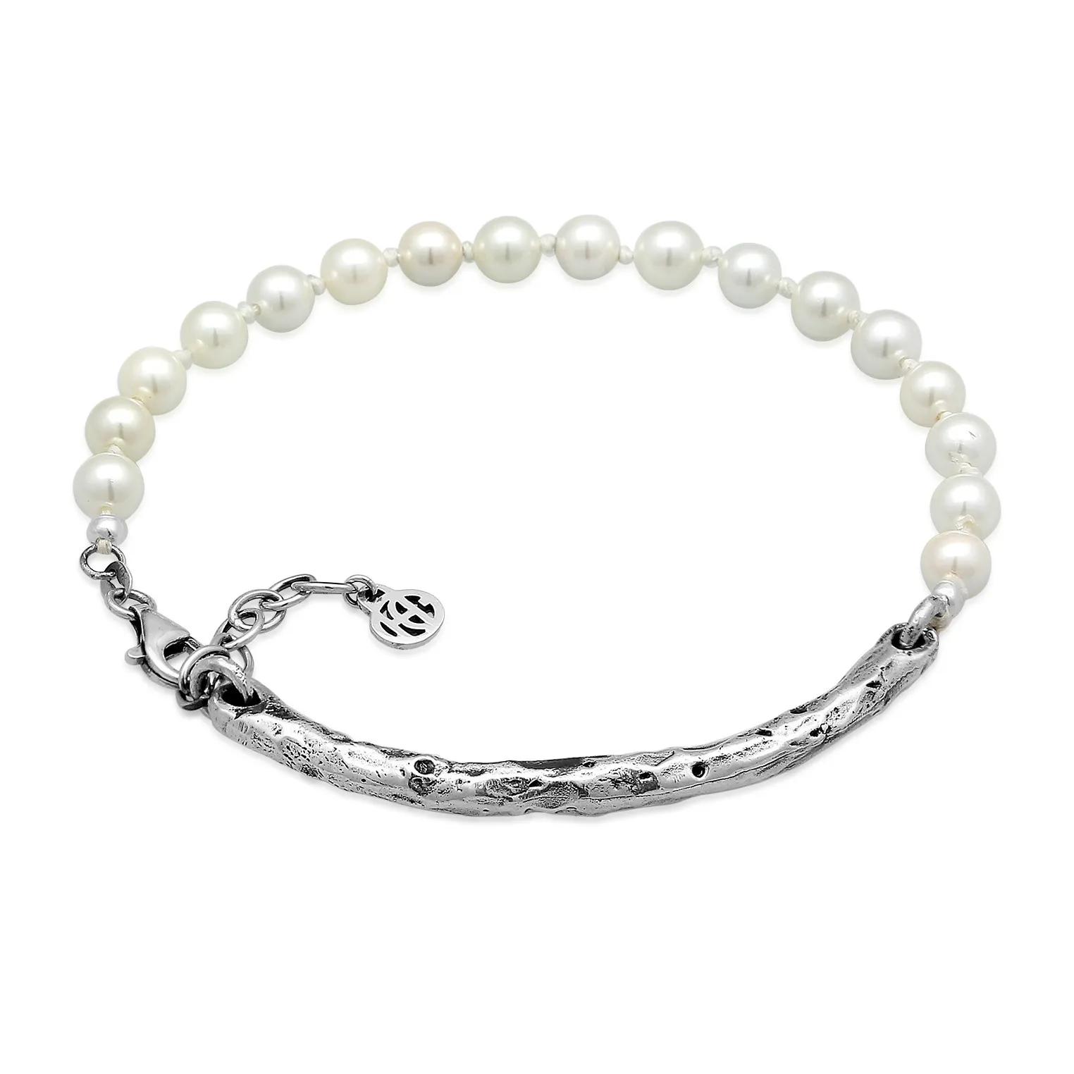 Haze & Glory Armbänder - Armband Perlenarmband Armreif 925 Silber - Gr. 21 CM - in Silber - für Damen