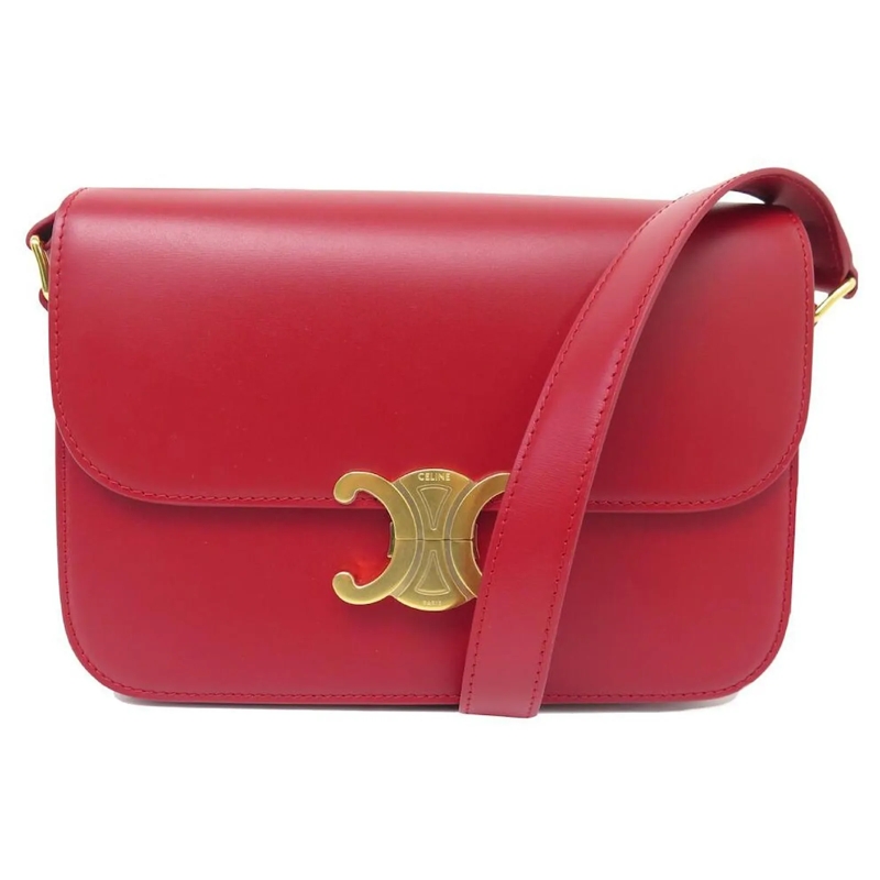 Celine Crossbody Bag NEUE CELINE TRIOMPHE 187363BF4 ROTER LEDER SCHULTE rot