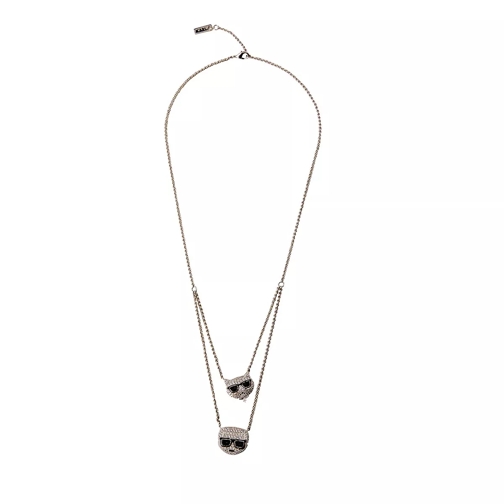 Karl Lagerfeld K/Ikonik Pave K&C Necklace A290 Silver Medium Necklace