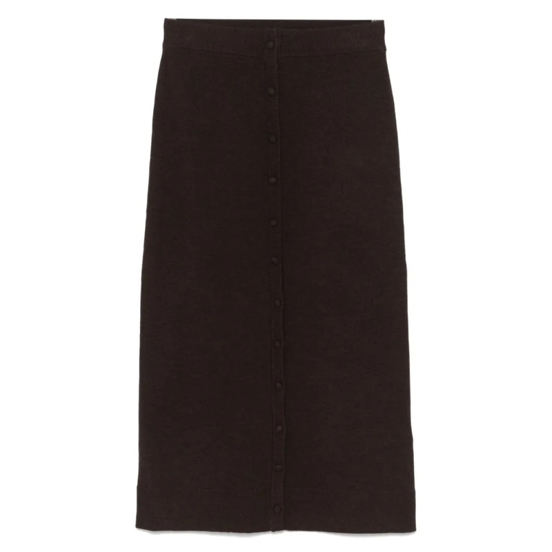 Victoria Beckham Midirok Brown Skirt With Button-Down Front Black