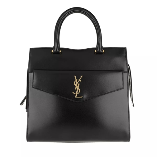 Saint Laurent Large Uptown Tote Brushed Calf Leather Black Tote