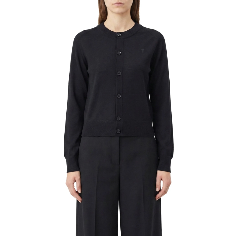 AMI Paris Cardigan Strickjacke mit Logo grün(Image 2)