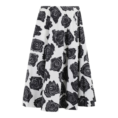 Marni Midi-Röcke Floral Print Midi Skirt With Discreet Zipper Closu Black