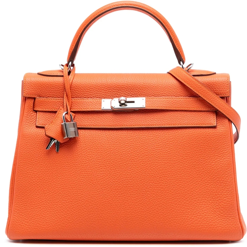 Hermès Schultertasche Togo Kelly II Retourne 32 orange
