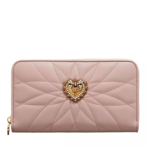 Dolce&Gabbana Devotion Wallet Leather Cipria Portemonnaie mit Zip-Around-Reißverschluss
