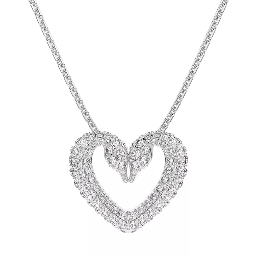 Swarovski Una Necklace Heart Medium Rhodium plated White Collier moyen