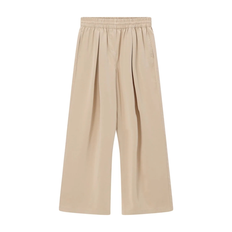 Lacoste Pantalons décontractés Wide-Leg Hose aus Satin braun