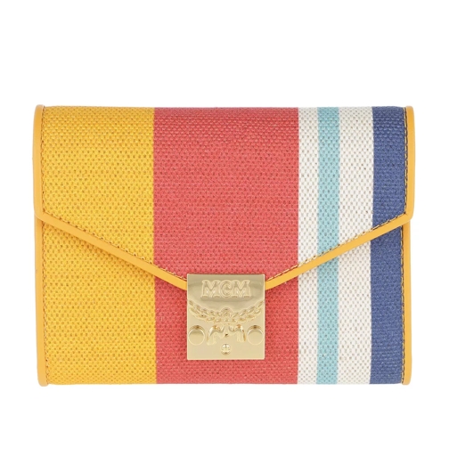 MCM Patricia Canvas Small Wallet Rainbow Yellow Vikbar plånbok