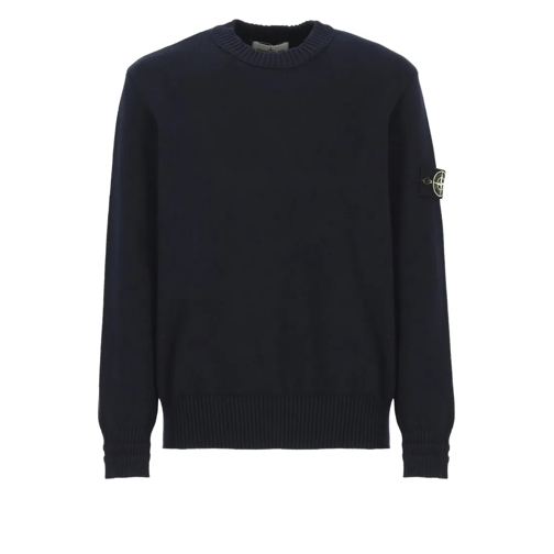 Stone Island Pullover Sweater With Logo Blue