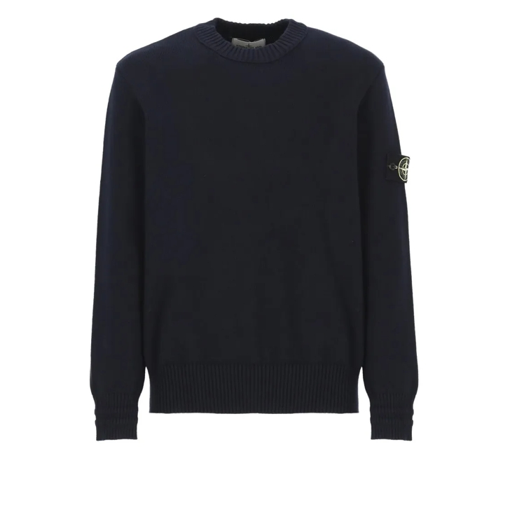Stone Island Sweater With Logo Blue Pullover