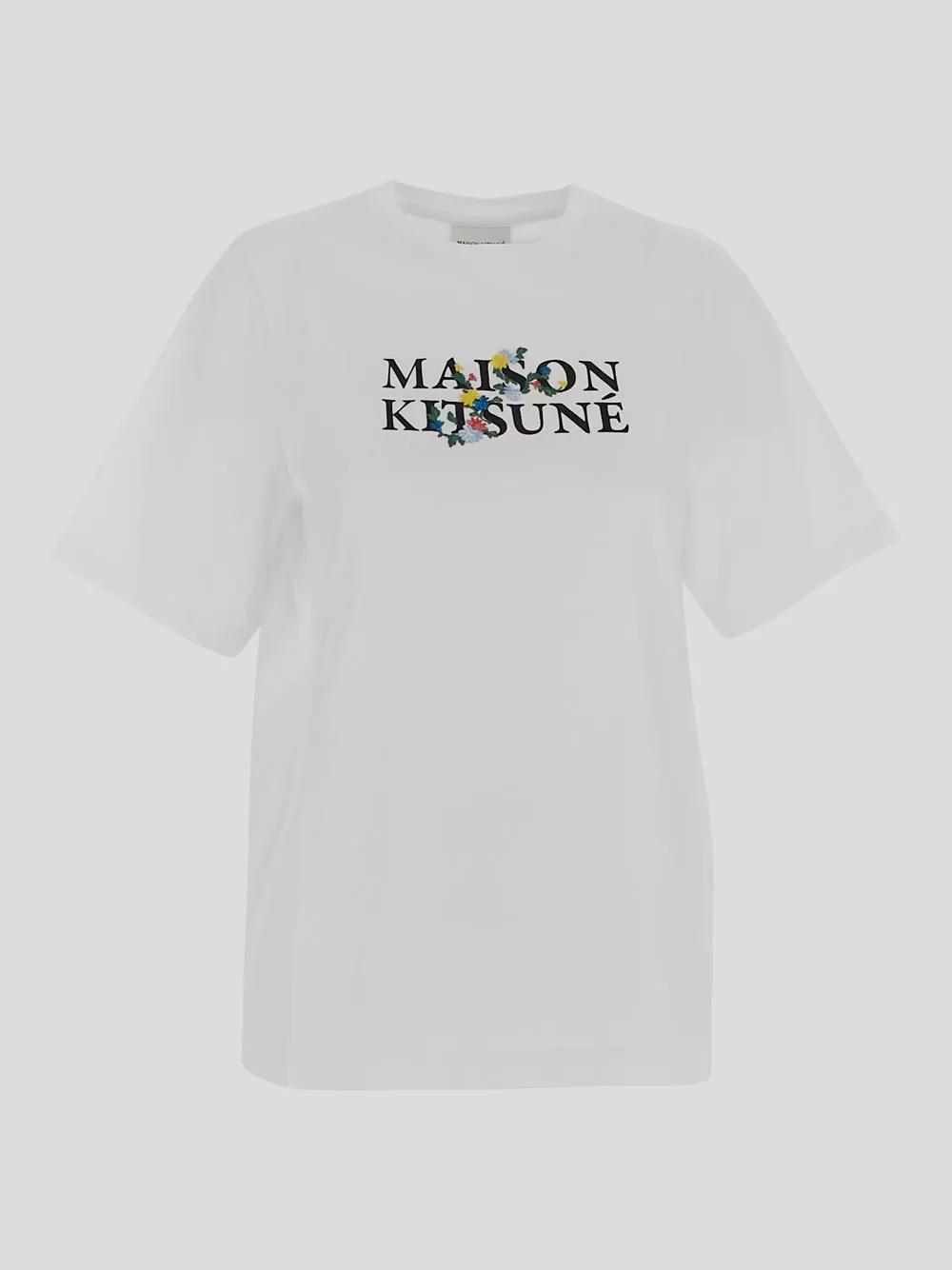 Thumbnail - Maison Kitsune - Flowers Print Classic Logo T-shirt - Größe S - weiß