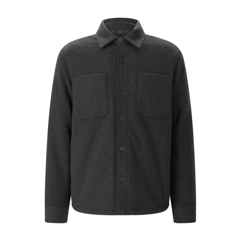 Vince Hemd Overshirt mit Teddy-Futter grau