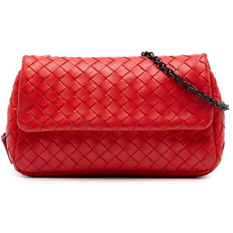 Bottega Veneta Schultertasche Mini Nappa Intrecciato Expandable Chain Crossbody rot