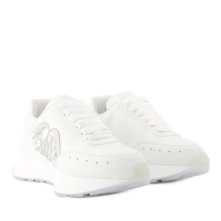 Alexander McQueen Low-Top Sneaker - Sprint Runner Sneakers - Leather - White/Silver - Gr. 39 (EU) - in Weiß - für Damen