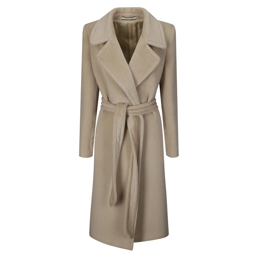 Tagliatore  Notched Lapel Belted Coat Brown