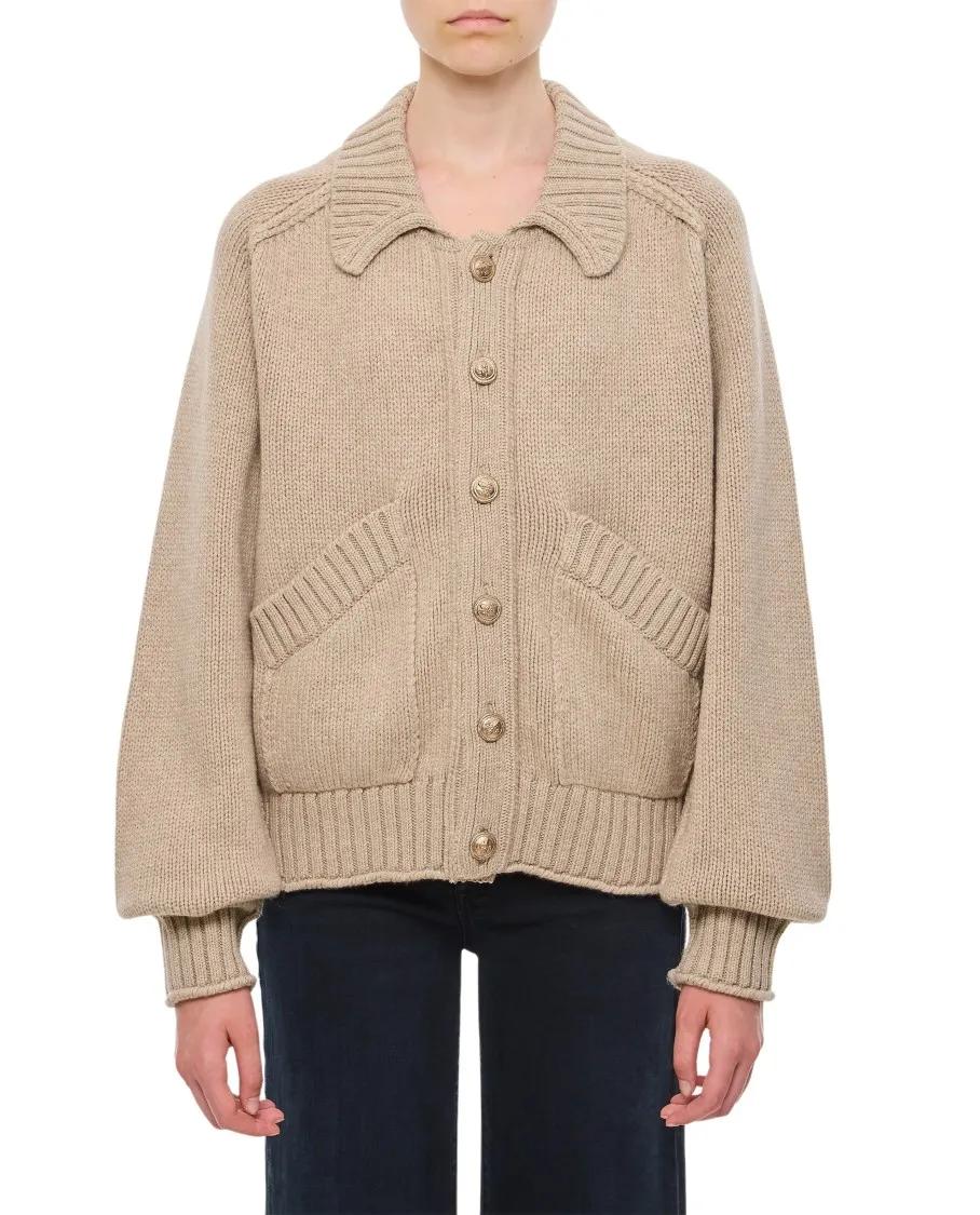 Barrie - Cashmere Collar Cardigan - Größe M - beige