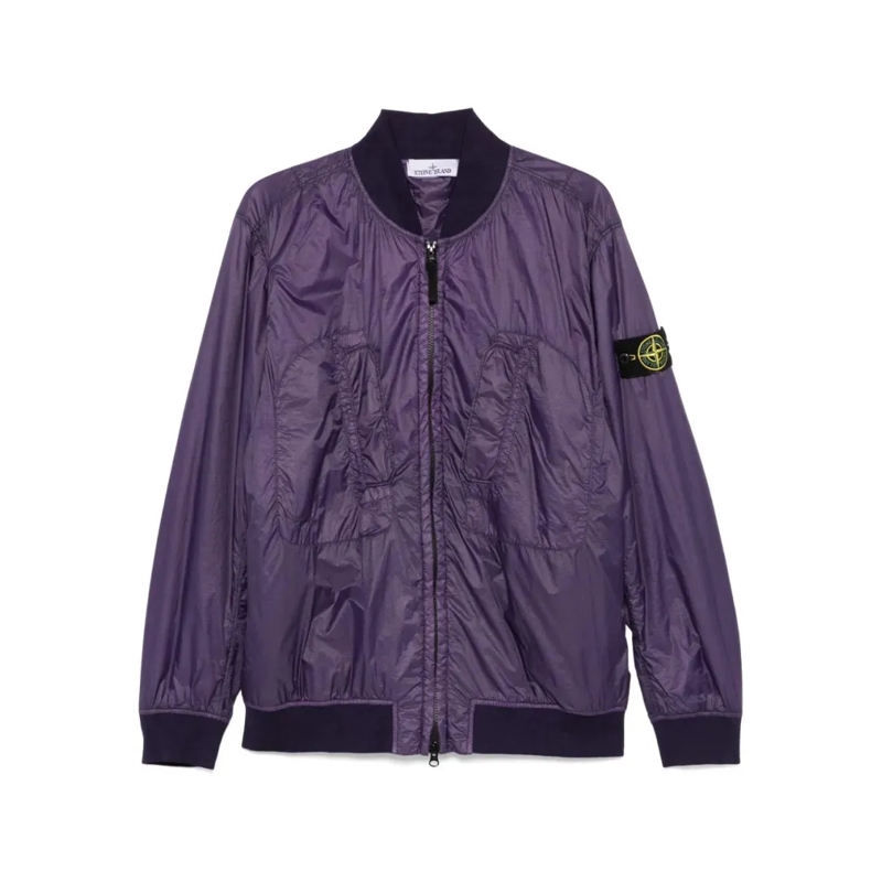 Stone Island Blouson aviateur Logo-Patch Bomber Jacket Purple