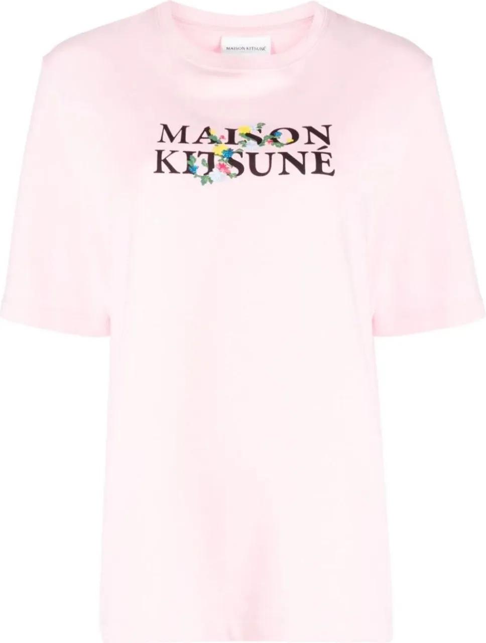 Thumbnail - Maison Kitsune - Flowers Print Classic Logo T-shirt - Größe M - rosa