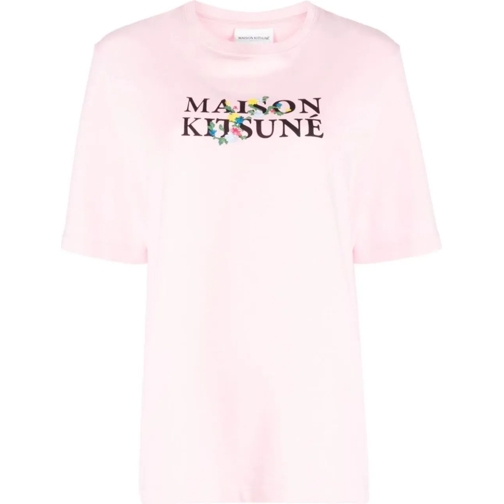 Maison Kitsune T-Shirts Flowers Print Classic Logo T-shirt rose