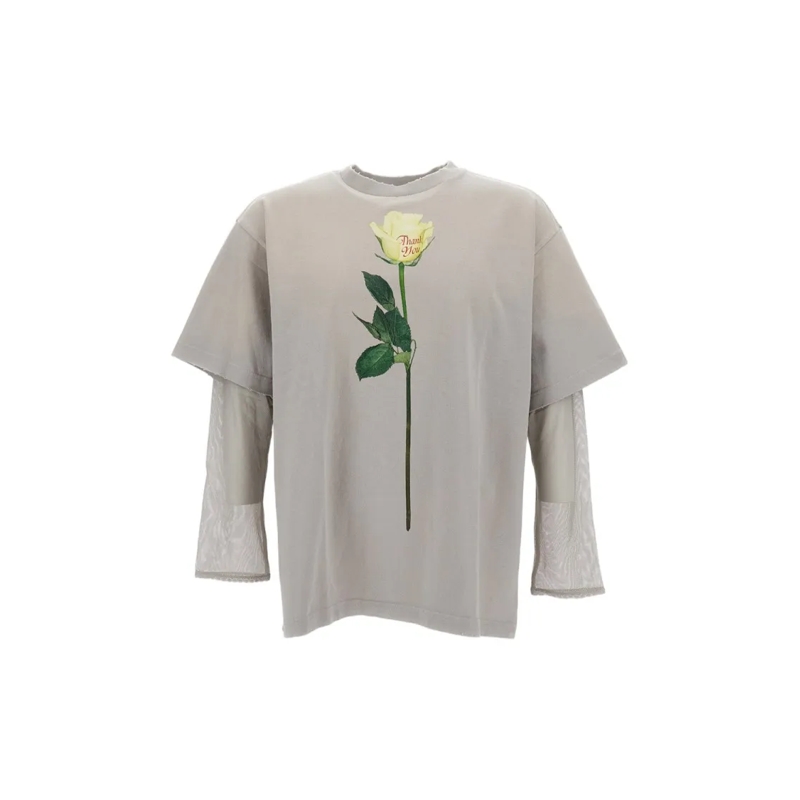 Acne Studios Haut à manches longues Layered Grey Top With Sheer Inner Layer Grey