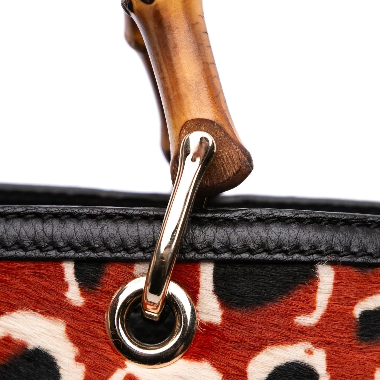 Thumbnail - Gucci Hobo Bags - 2016-2024 Medium Pony Hair Bamboo Shopper Satchel - Gr. unisize - in Rot - für Damen