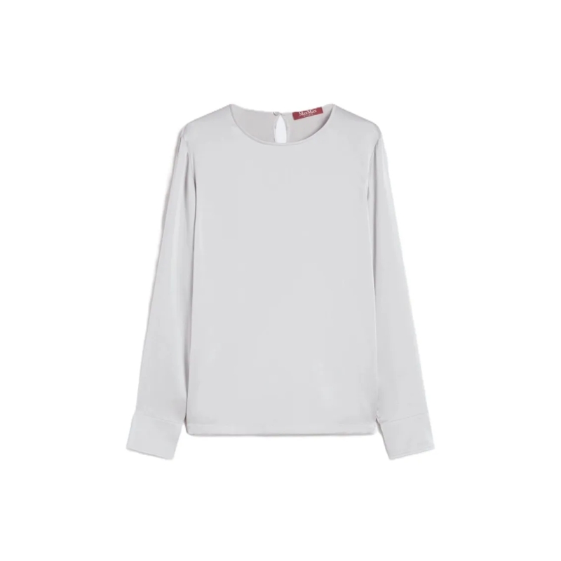 Max Mara Overhemd Pearl Grey Blouse With Classic Neckline White