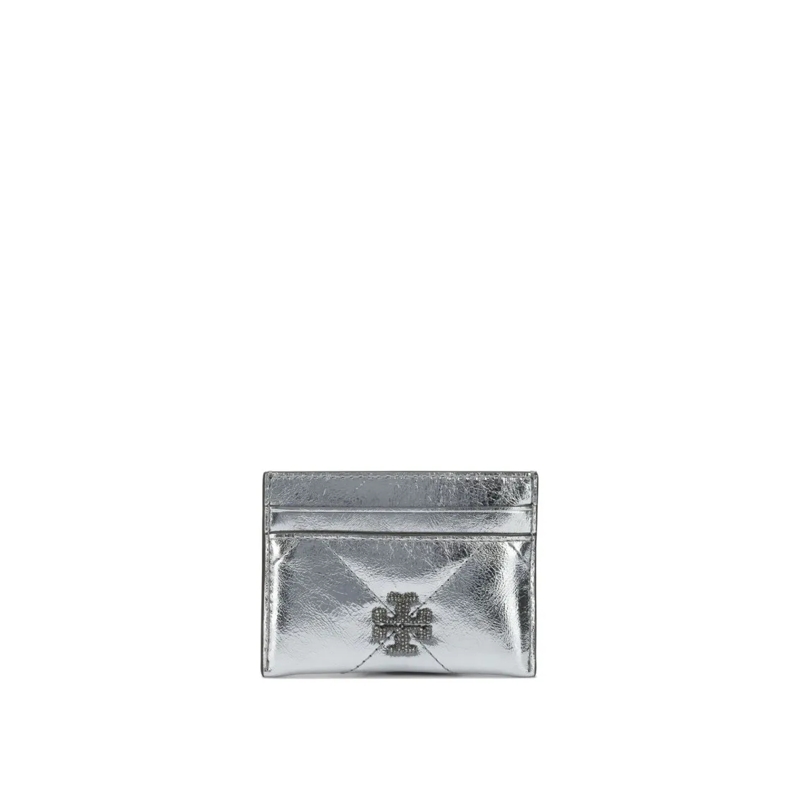 Tory Burch Geldbörse Shiny Metallic Leather Wallet Grey