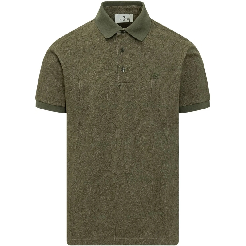 Etro Polo Polo Roma con Colletto e Stampa Paisley grün