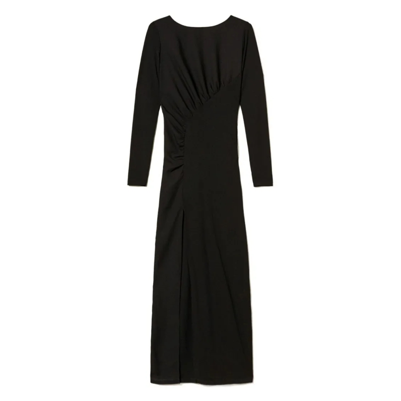 Twin-Set  Long Black Dress With Fitted Silhouette Black