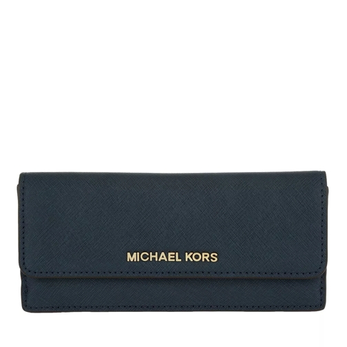 MICHAEL Michael Kors Jet Set Travel Flat Leather Wallet Navy Portemonnaie mit Überschlag