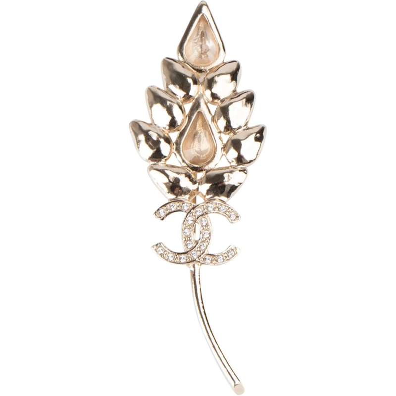 Chanel  Chanel Crystal Leaf CC Brooch mehrfarbig