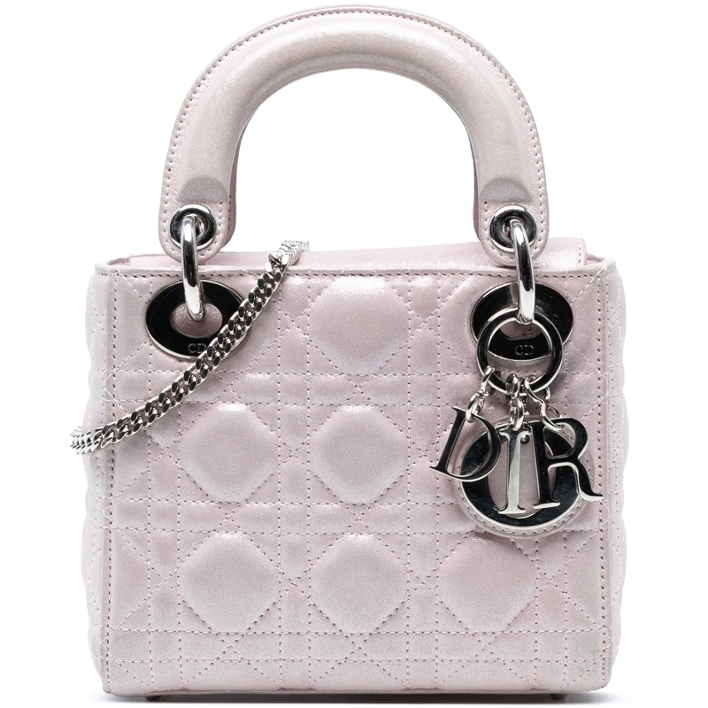 Christian Dior Schultertasche Mini Metallic Lambskin Cannage Lady Dior rose