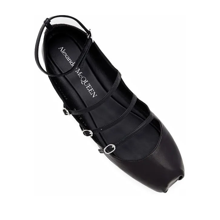 Alexander McQueen Leather Ballerina Flat Black Ballerina