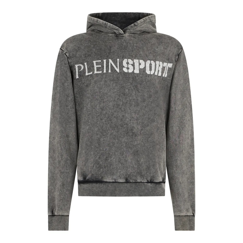 Plein Sport Top Washed Hoodie Crackle Scratch schwarz