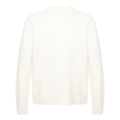 Jil Sander White Boiled Wool Crew-Neck Sweater White Pullover