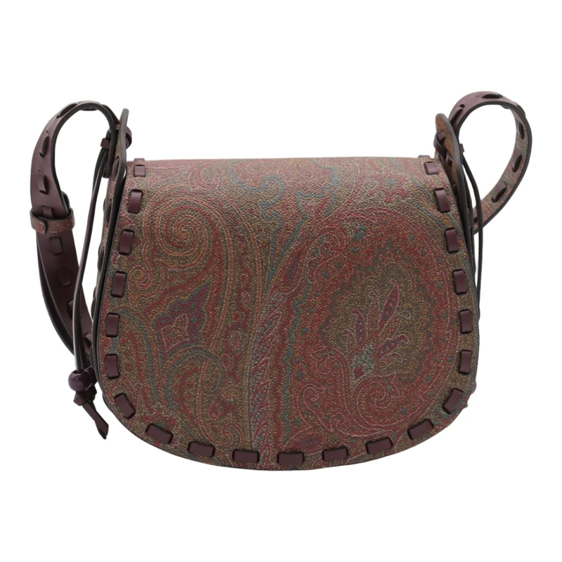 Etro Schultertasche Rounded Flap Bag With Paisley Pattern Grey