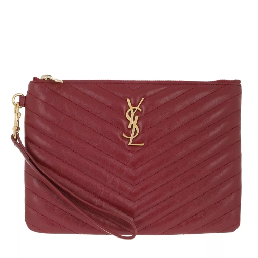 Saint Laurent YSL Case Monogramme Clutch Jolie Gris Opyum Red Handväska med väskrem