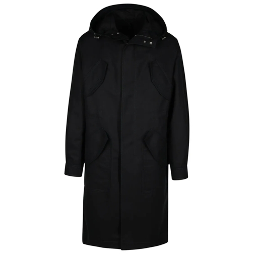 Versace Black Cotton Trench Coat Black Trench Coats